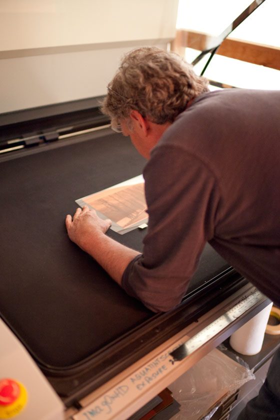 Don is able to work in daylight as long as know UV is present. His exposing room is bright but the UV is absent.