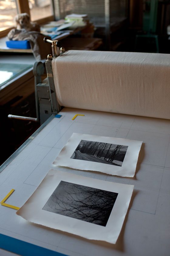 I worked with two images while at Don's studio. These are images which I have been printing recently with my own process. Photopolymner-gravure has a much more limited range of tone than Piezography. I will shoot differently for this process.